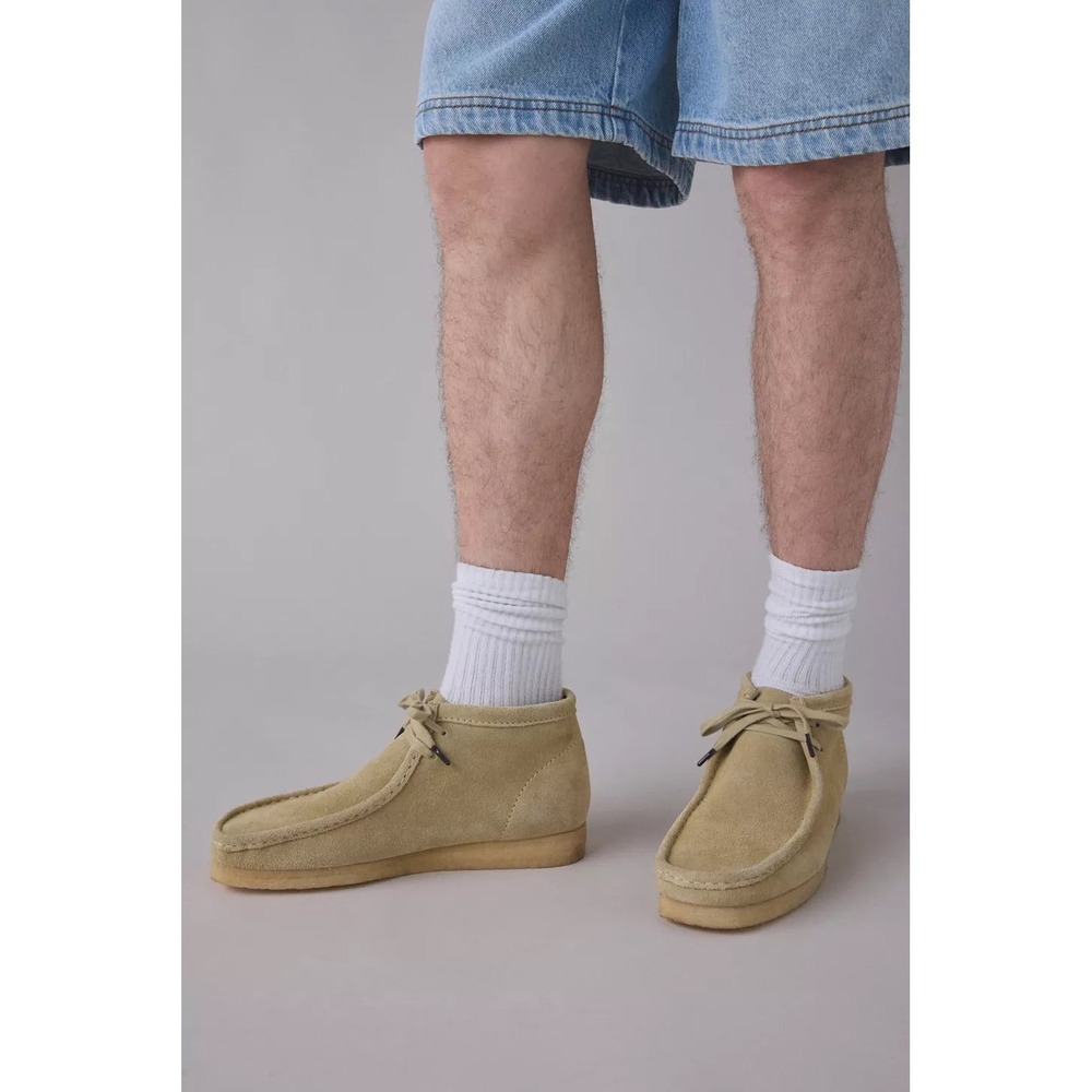CLARKS $150 Mens 9.5 Tan Maple Suede Wallabee Core Lace Up High Top Boots Box21